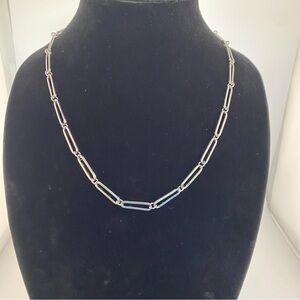 Elegant Smoky Silver colour Paper Clip Chain Necklace